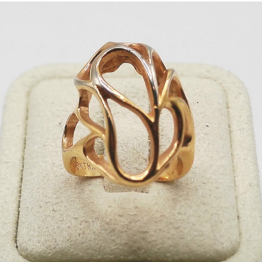 Vintage 18KT HGE Gold Plated Openwork Filigree Cocktail Ring Size 6